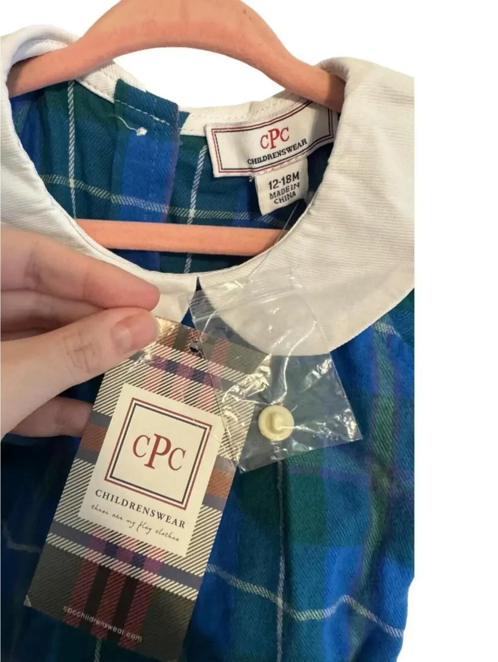 CPC Childrenswear Rowayton Plaid Bloomer Set Girls 12-18M Blue Green Outfit NWT